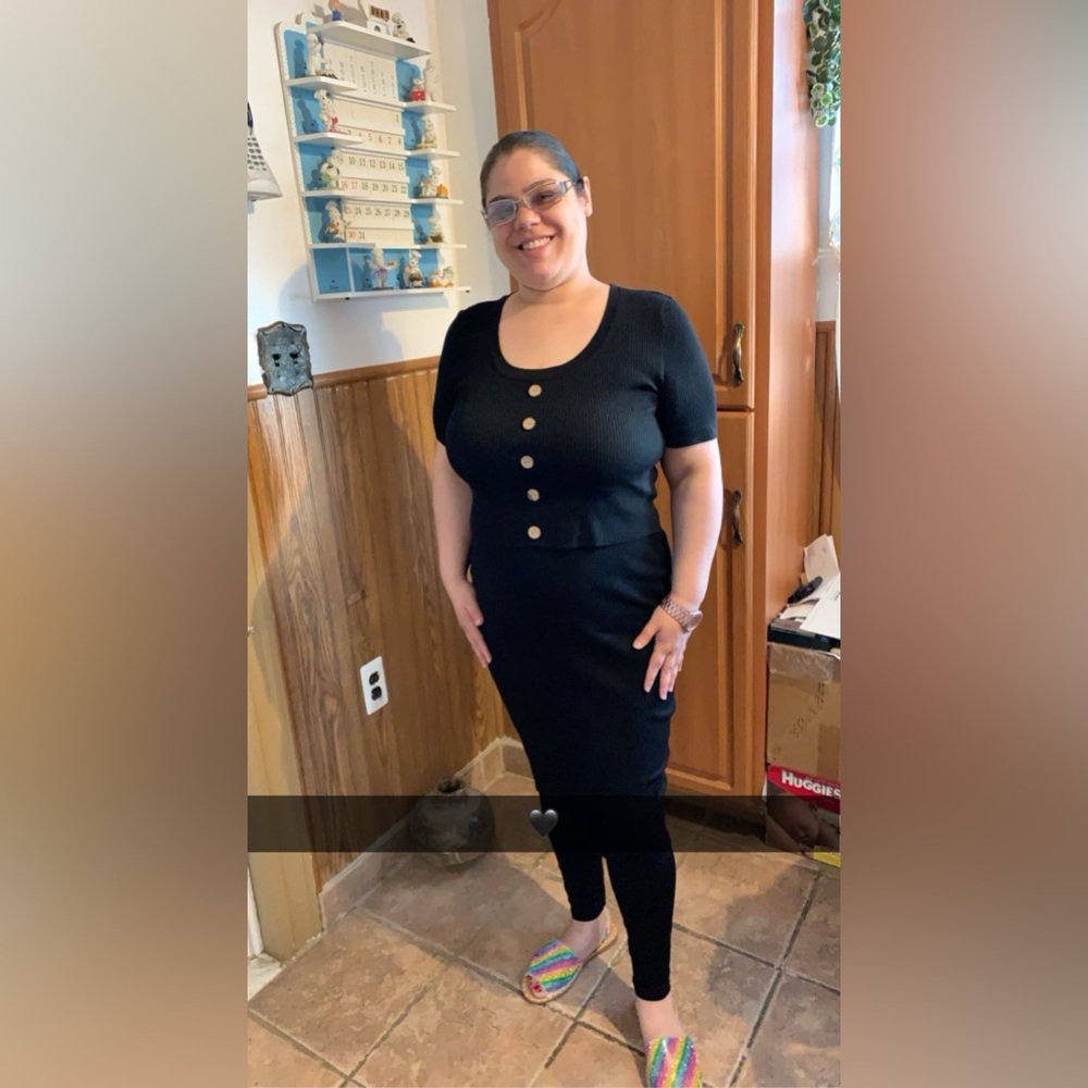Used Black 2 Piece Shirt & Skirt Set